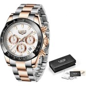 Resim Hanyang Gül Altın Beyaz Lıge Askeri Erkek Saatler Üst Marka Lüks Altın Izle Erkekler Için Paslanmaz Çelik Su Geçirmez Kuvars Kol Saati Erkek Spor Saat + Kutu (Yurt Dışından) 