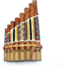 Resim Büro Ev Ofis Hobi Müzik Keyfi İçin Tekli Bambu Yapım Müzik Aleti Batikli Pan Flüt Çalgı 