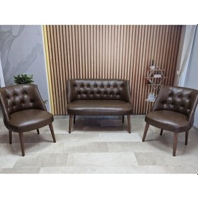 Resim Azra Mobilya Deri Çay Seti Koltuk Takımı - Bekleme Salonu - Cafe Mobilya - Ofis Mobilya - Balkon Mobilya Acı Kahve 