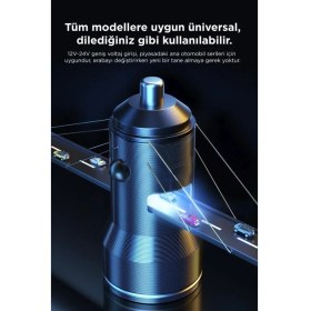 Resim Torima C01 Siyah 2 USB Port Girişli Transmitter Araç Şarj Cihazı 
