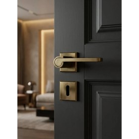 Resim Zeraf Ev Zarafet Kare Rozetli Alüminyum Kapı Kolu Oda-Wc Lavabo Uyumlu Kapı Kolu Antik 