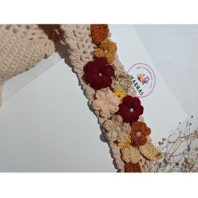 Resim MasHal Handmade Örgü Çiçekli Bağlamalı Bebek/çocuk Bandana. 