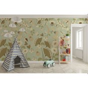 Resim Pembe Çiçekli Ve Kelebekli Çocuk Odası Duvar Kağıdı 