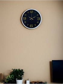 Resim 36 Cm Beyaz Gold Rakamlı Dekoratif Duvar Saati Çok Renkli 