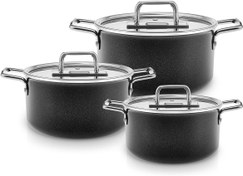 Resim Karaca Swiss Crystal Mastermaid 6 Parça Midi Tencere Seti Shiny Black 