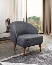 Resim Velura Home & Living Nola Tekli Koltuk & Berjer - Antrasit Keten Kumaş 