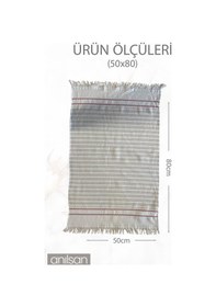 Resim Beyaz Kum Çizgi Detay Plaj Havlusu %100 Pamuk 50x80 