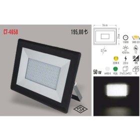 Resim Cata Ct-4658 Slim Led Projektör 50w Beyaz Işık N11.580 
