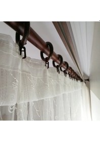 Resim AS Perde Ahşap Rutik Perde Askısı Badem Rustik Raysız 