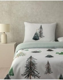 Resim Pine Serenity Dijital Baskılı Soft Cotton Tek Kişilik Nevresim Takımı Yeşil 