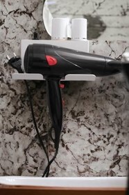 Resim Risingmaber Beyaz Metal Yapışkanlı Saç Kurutma Askısı, Yapışkanlı Banyo Düzenleyici Organizer Fön Makinelik MT83B 