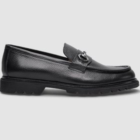 Resim Cabani %100 Hakiki Deri Siyah Tokalı Erkek Günlük Ayakkabı Siyah 