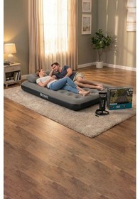 Resim Bestway Ultra Queen 2 Kişilik Şişme Yatak + El Pompası Ve Yastık Hediyeli 191x137x22cm 671gz Bw146 Gri 