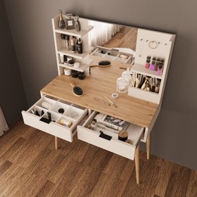 Resim Bimossa A40 Bella Çekmeceli Makyaj Masası - Meşe - Kumtaşı 