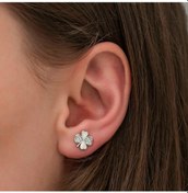 Resim Gümüş Yonca Küpe 