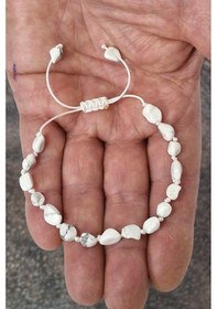 Resim Pozitif Doğal Taş Havlit Taşı Bileklik Makrome Ayarlı 326-5 Beyaz 