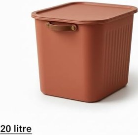 Resim 2 Adet Modern Kapaklı 20 litre Saklama Kutu Seti -ÖZel kulplu- Turuncu -Taşınabilir Kulplu, Dolap İçi Düzenleyici, Çok Amaçlı Organizer Kutu, Oyuncak & Kıyafet Kutusu 