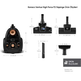 Resim Karaca Vantuz High Force F2 Matte Toz Torbasız Elektrikli Süpürge 2 L Toz Haznesi ile Yüksek Emiş Gücü 