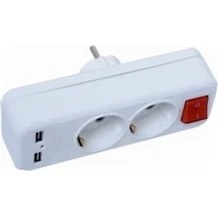 Resim Far 2 Usb'li 2'li Fiş Priz Golyat 