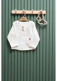 Resim Miababy Unisex Müslin Uzun Kollu Tişört 6 Ay 3 Yaş %100 Pamuk Ekru 