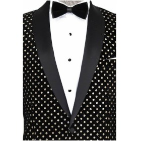 Resim Wessi Nokta Desenli Slim Fit Siyah Erkek Smokin Ceket Siyah 