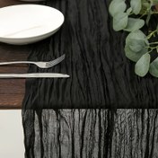 Resim 1 adet Şık Siyah Bohemiyen Masa Koşusu - Lekeli Polyester Kumaş ile Tekstüreli Tasarım, Noel, Tatiller, Düğünler, Yemek, Yatak Odası, Mutfak ve Parti Dekoru için Mükemmel, Tatil Masa Dekoru | Bohemiyen Tarzı Koşu | Polyester Kumaş, Noel Masa Dekorasyonları 