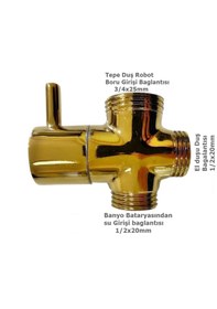 Resim Meriva M87 Altın Gold Banyo Robot Duş Seti Yönlendirici Musluk Altın 