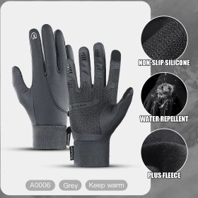 Resim Liangduo Shop Gri Tarzı S Beden Kyncilor Erkek Kadın Kış Eldiven Açık Spor Dokunmatik Ekran Su Geçirmez Polar Eldiven Kayak Yürüyüş Bisiklet Eldiveni (Yurt Dışından) 