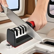 Resim 4-Adımlı Profesyonel Bıçak Bileme Makinesi, Tungsten Çeliği, Elmas ve Seramik Taşlama Taşları, Mutfak Bıçakları için, Elektriksiz, RV Mutfak Aksesuarları RV Mutfak Ocak Aksesuarları, Pil Olmadan 