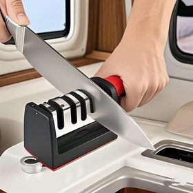 Resim 4-Adımlı Profesyonel Bıçak Bileme Makinesi, Tungsten Çeliği, Elmas ve Seramik Taşlama Taşları, Mutfak Bıçakları için, Elektriksiz, RV Mutfak Aksesuarları RV Mutfak Ocak Aksesuarları, Pil Olmadan 