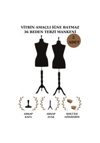 Resim 2 Adet Vitrin Amaçlı 36 Beden Terzi Vitrin Mankeni İğne Batmaz S 