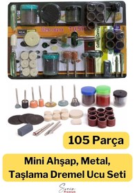 Resim Svein Hobi Gravür Dremel Taşlama Ucu Mini Metal Ahşap Oyma Seti Parlatma Çapak Alma 105 Parça Kalıpçı Seti 