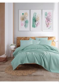 Resim Ecocel Pike Örtü Çift Kişilik 200x230cm Karde Mint Yeşili Mint Yeşili 