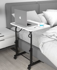 Resim Depolife Eğim Yükseklik Ayarlı Laptop Sehpası Kahvaltı Ders Çalışma Bilgisayar Masası Metal Ayak Tekerlekli 