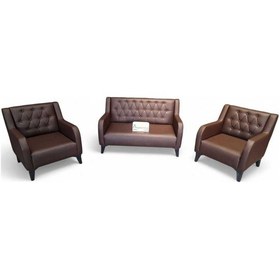 Resim Aryans Chester Deri Ofis Koltuk Takımı Ofis Koltuğu Büro Koltuk Ve Kanepeleri - 2+1+1 Kahverengi 