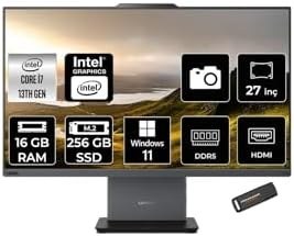 Resim LENOVO ThinkCentre Neo 50A i7 13620H 16GB DDR5 256GB SSD 27" FHD IPS W11P Siyah All in One PC & PER4 