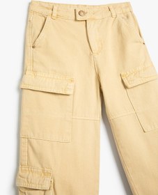 Resim Koton Jogger Kargo Cepli Pantolon Düğmeli Pamuklu Bej 5wkg40004ad Ekru 