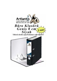 Resim Büro Klasörü Siyah Geniş 5 Adet Plastik Geniş Siyah Klasör Halkalı Paslanmaz Çelik Klipsli 5 Adet 