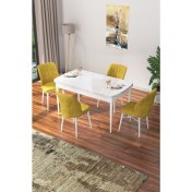Resim Canisa Concept Nef Serisi 70 x 114 Cm, Açılabilir Mdf Mutfak Masa Takımı, Beyaz Masa ve 4 Sandalye 