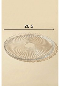 Resim Selen Concept Linea Damla Cizgili Model El Yapımı Cam Yuvarlak Supla Sunumluk Servis Tabağı 2'li Set Şeffaf 