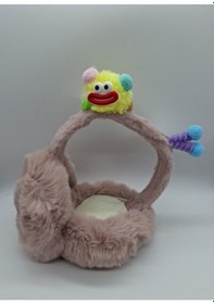 Resim Kervan Pazarı Çocuk Peluş Katlanabilir Figürlü Kışlık Kulaklık Koyu Pembe 