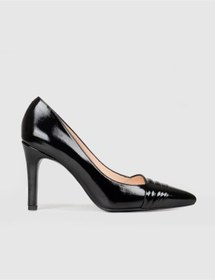 Resim Cabani Rugan Hakiki Deri Siyah Kadın İnce Topuklu Stiletto 