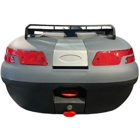 Resim Sl45 Full 45 Litre Gri Bagaj Ve Sırt Dayamalı Motosiklet Arka Çanta Renkli 