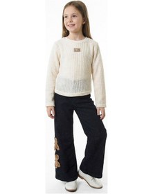 Resim Xo Kids Kız Çocuk Folarlı 3lu Alt Üst Takım 7-14 Yaş 3907-4907 Bej 