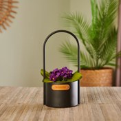 Resim KPM Dekoratif Metal Saksı - Siyah - 30 cm 