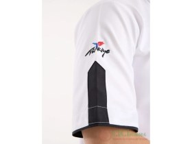 Resim Beyaz Renk Siyah Çizgili Cepli Aşçı Forması Üst 