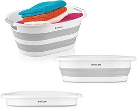 Resim Katlanabilir Çamaşır Sepeti - Katlanır Çamaşır Sepeti - Gri - 54,5x39x8 CM - PP+ 