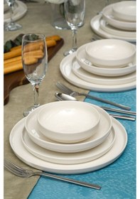 Resim Heda Porselen Rüya Kırık Beyaz 24 Parça 6 Kişilik Porselen Yemek Takımı 