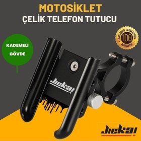 Resim Motobros 360° Dönebilen Çelik Döküm Bisiklet Motosiklet Gidon Bağlantılı Telefon Tutucu 