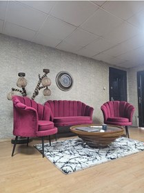 Resim Zafir İstiridye Takım Siyah Boyalı Sivriltme Ayak Çay Seti Koltuk Takımı Bordo 